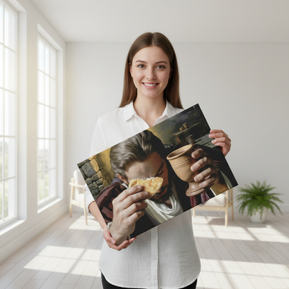 The Last Supper: Jesus Shares Bread and Wine - A Masterful Christian Canvas Print