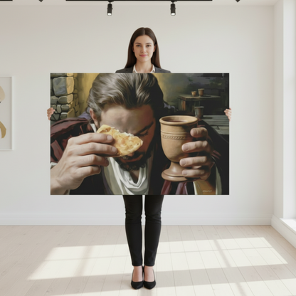 The Last Supper: Jesus Shares Bread and Wine - A Masterful Christian Canvas Print