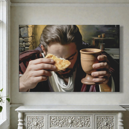 The Last Supper: Jesus Shares Bread and Wine - A Masterful Christian Canvas Print