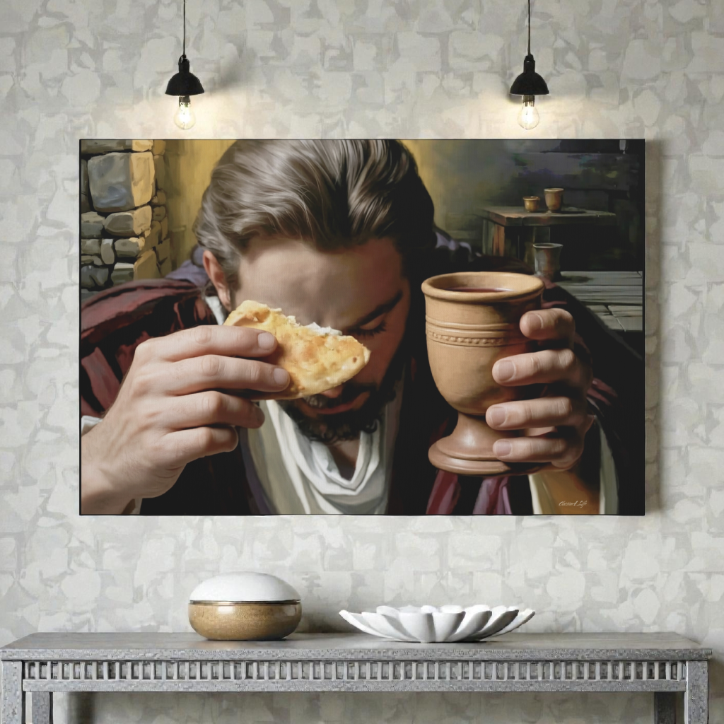 The Last Supper: Jesus Shares Bread and Wine - A Masterful Christian Canvas Print
