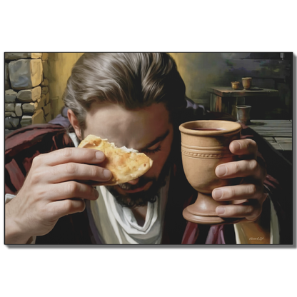 The Last Supper: Jesus Shares Bread and Wine - A Masterful Christian Canvas Print