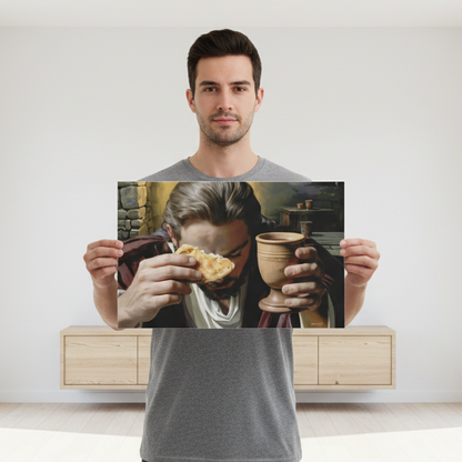 The Last Supper: Jesus Shares Bread and Wine - A Masterful Christian Canvas Print