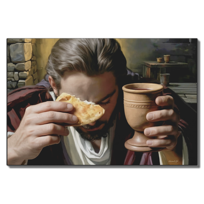 The Last Supper: Jesus Shares Bread and Wine - A Masterful Christian Canvas Print