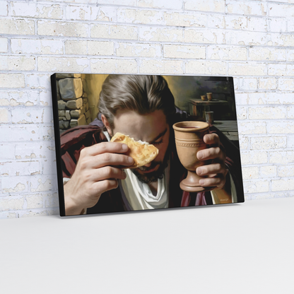 The Last Supper: Jesus Shares Bread and Wine - A Masterful Christian Canvas Print