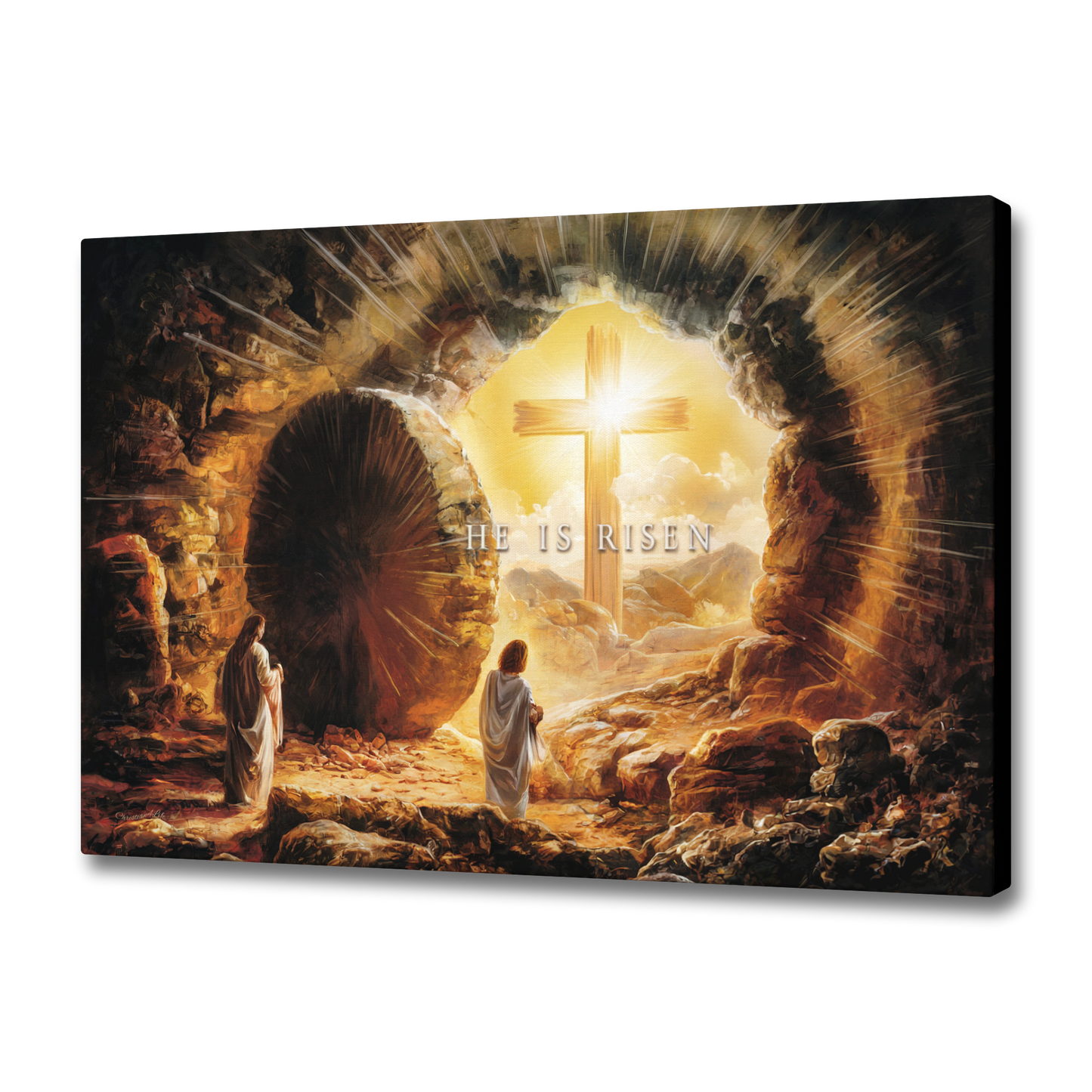 Open Tomb, He is Risen, Christian Gallery Wrapped Canvas, Easter Wall Art Print, Vision of Resurrection