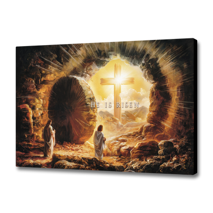 Open Tomb, He is Risen, Christian Gallery Wrapped Canvas, Easter Wall Art Print, Vision of Resurrection