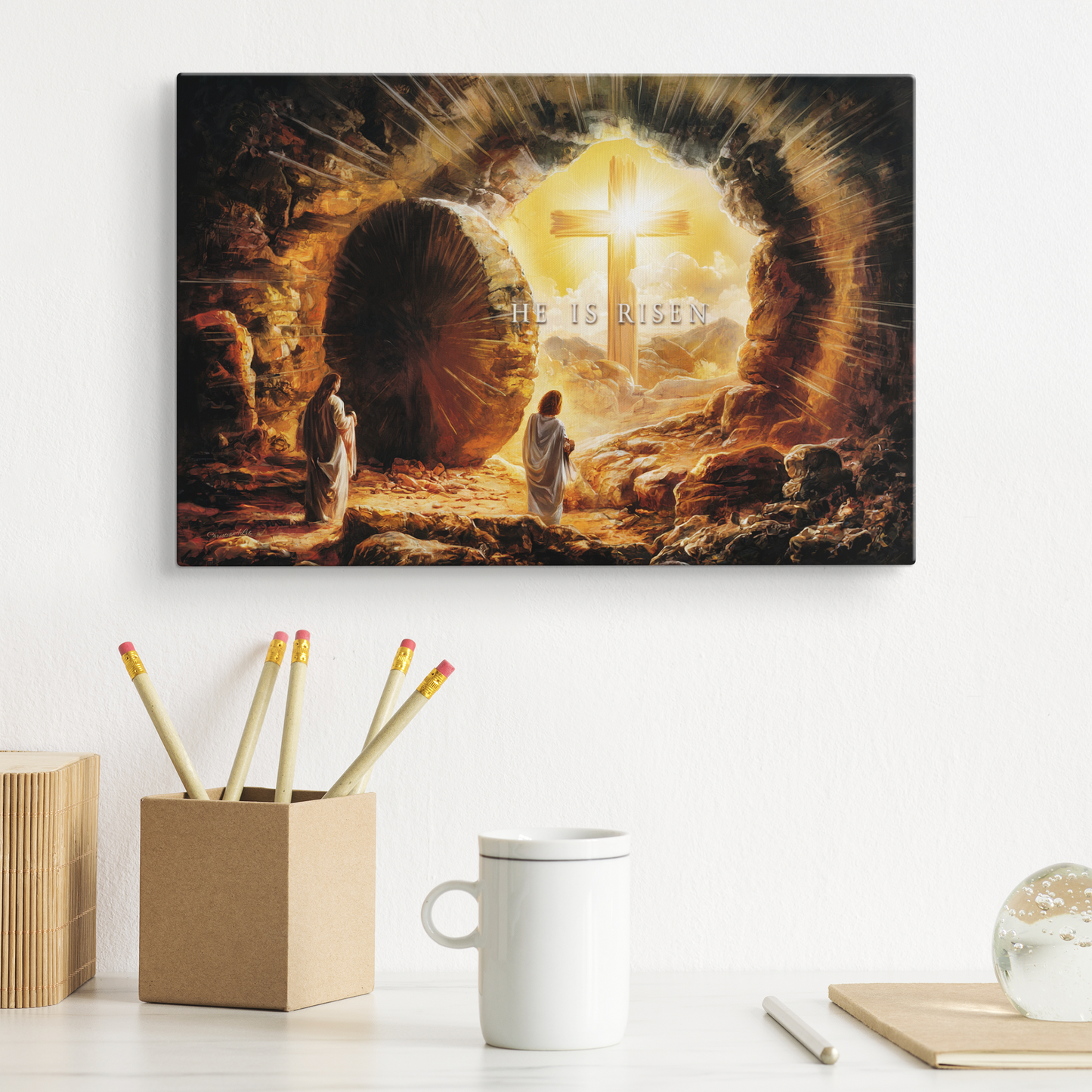 Open Tomb, He is Risen, Christian Gallery Wrapped Canvas, Easter Wall Art Print, Vision of Resurrection