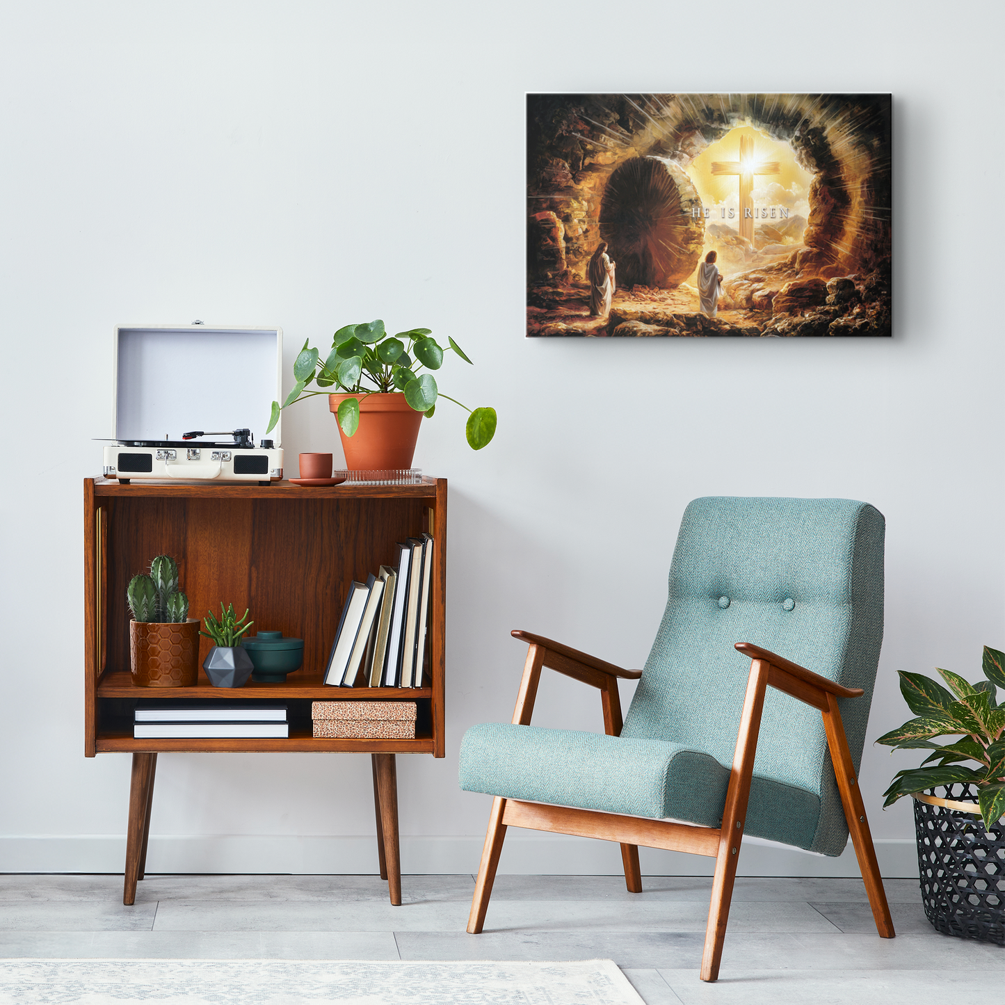 Open Tomb, He is Risen, Christian Gallery Wrapped Canvas, Easter Wall Art Print, Vision of Resurrection