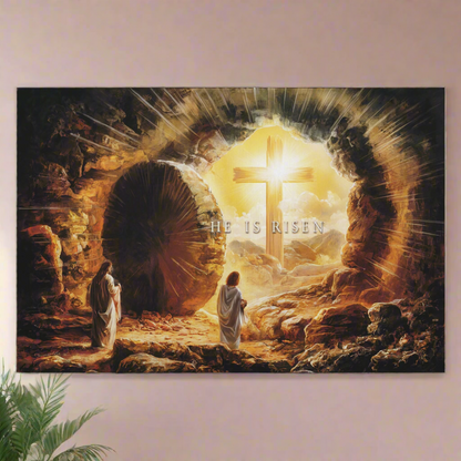 Open Tomb, He is Risen, Christian Gallery Wrapped Canvas, Easter Wall Art Print, Vision of Resurrection