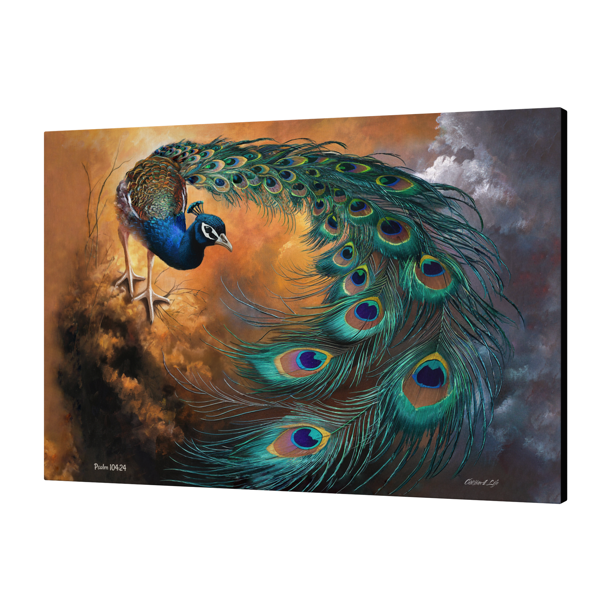 Peacock_canvas_art_print_-_a_vibrant_and_H_Angle_Mockup.png
