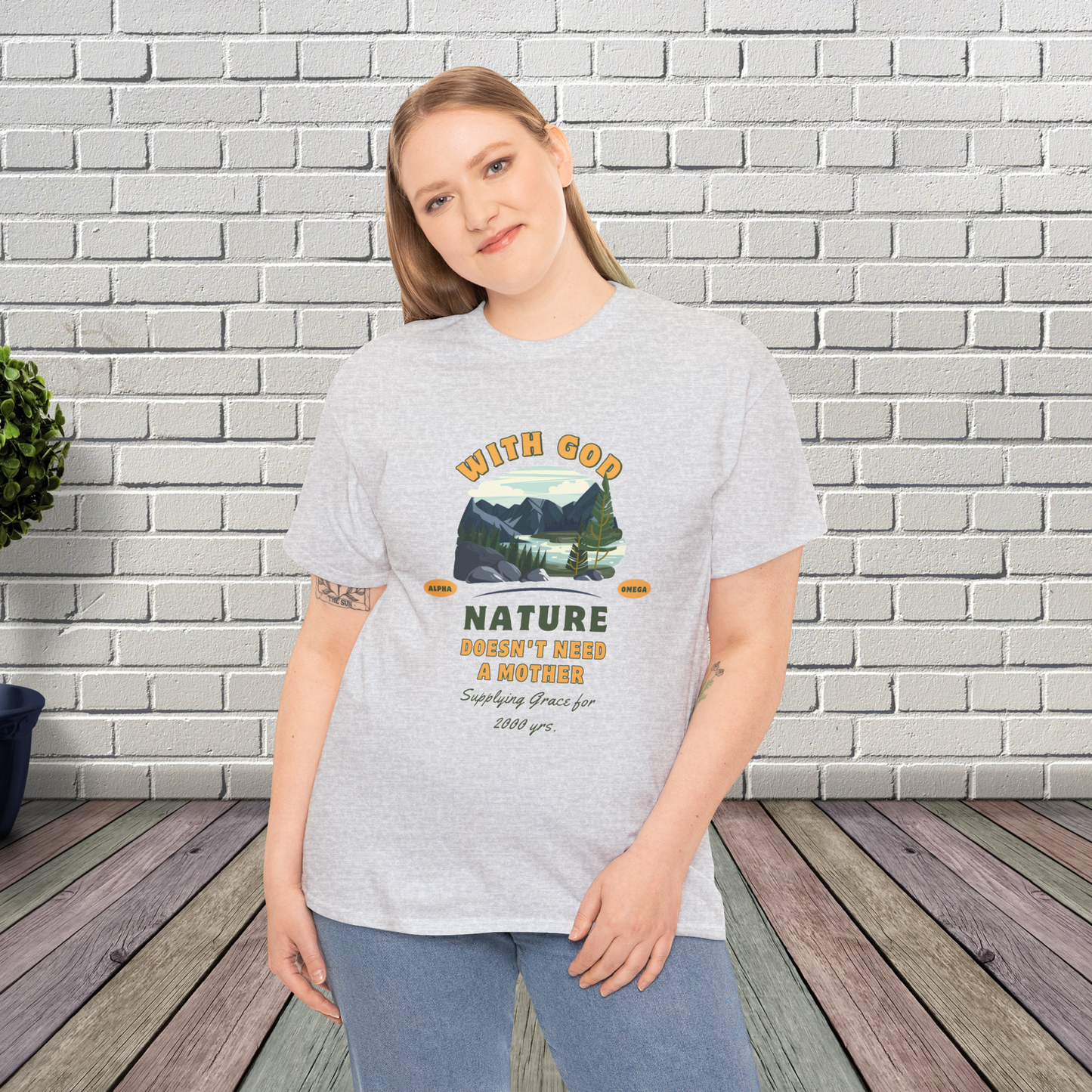 Unisex "With God Nature doesn't need a mother" Heavy Cotton Christian Tee T-Shirt Christian4Life