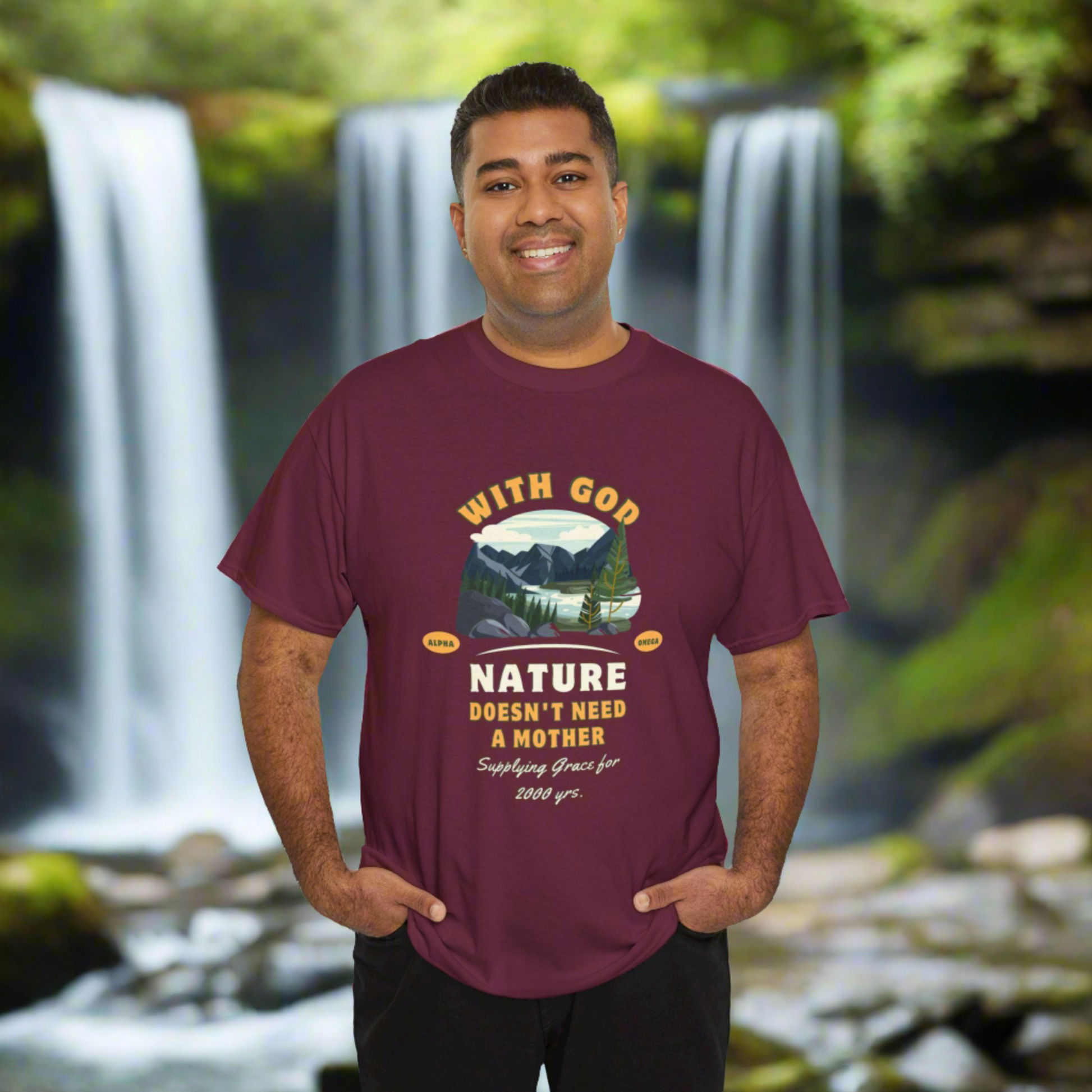 Unisex "With God Nature doesn't need a mother" Heavy Cotton Christian Tee T-Shirt Christian4Life