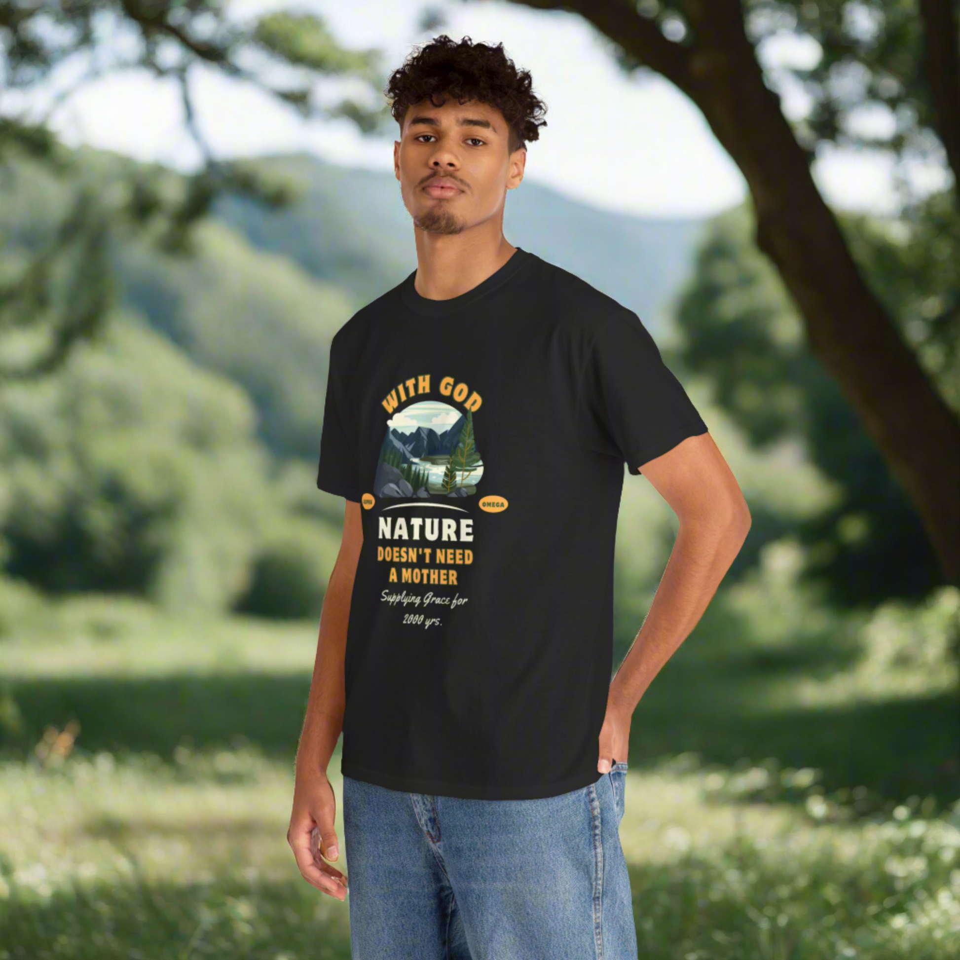 Unisex "With God Nature doesn't need a mother" Heavy Cotton Christian Tee T-Shirt Christian4Life