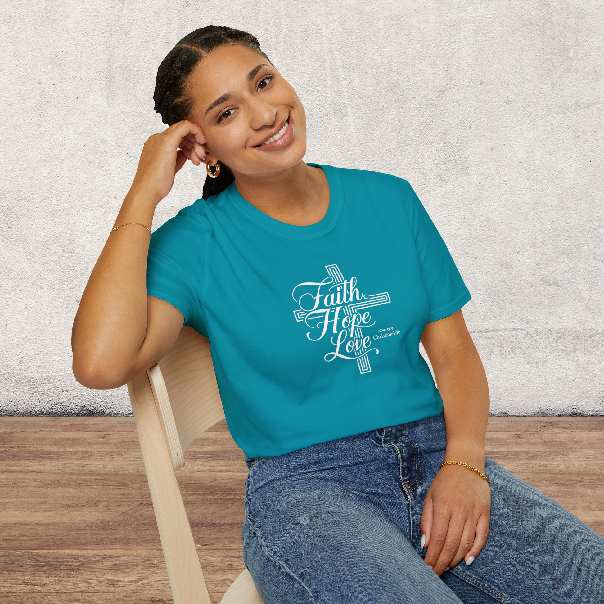 Unisex "Faith, Hope, Love" Christian Cotton Softstyle T-Shirt T-Shirt Christian4Life