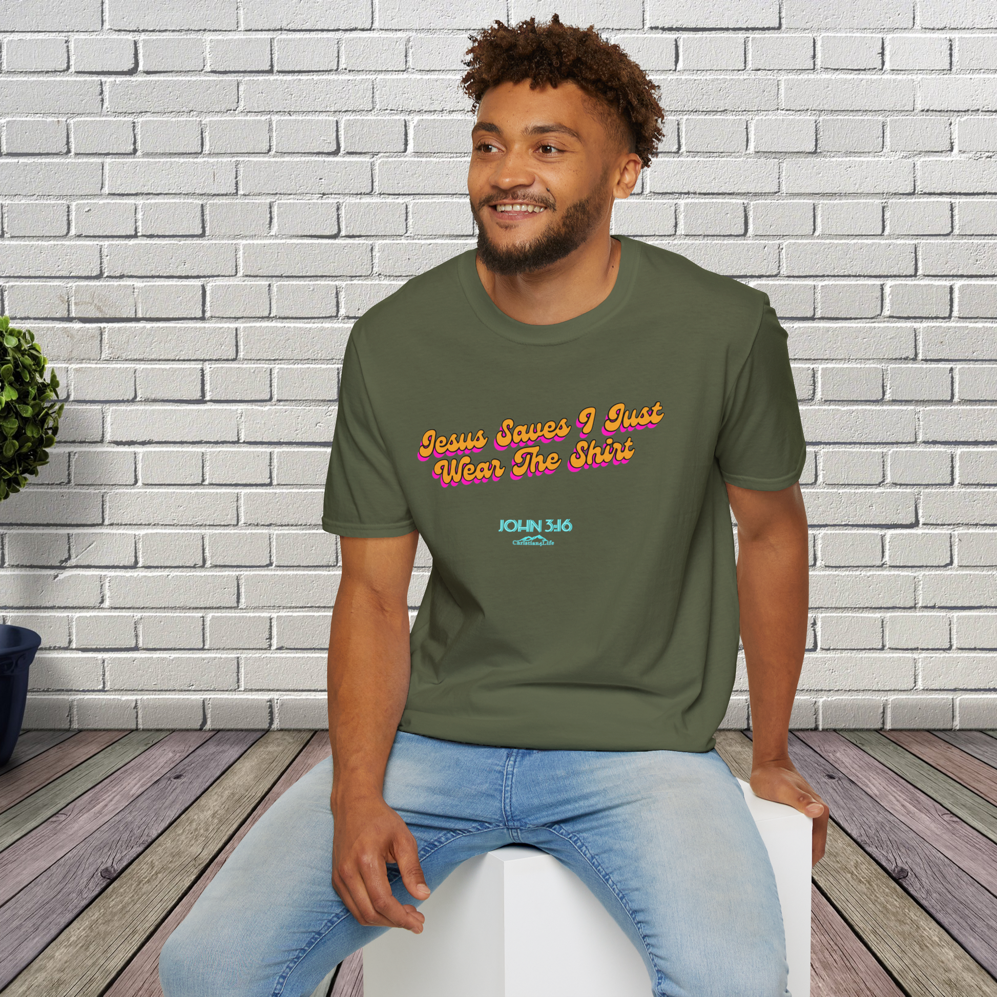 "Jesus Saves, I just Wear the Shirt" Unisex Cotton Softstyle T-Shirt T-Shirt Christian4Life