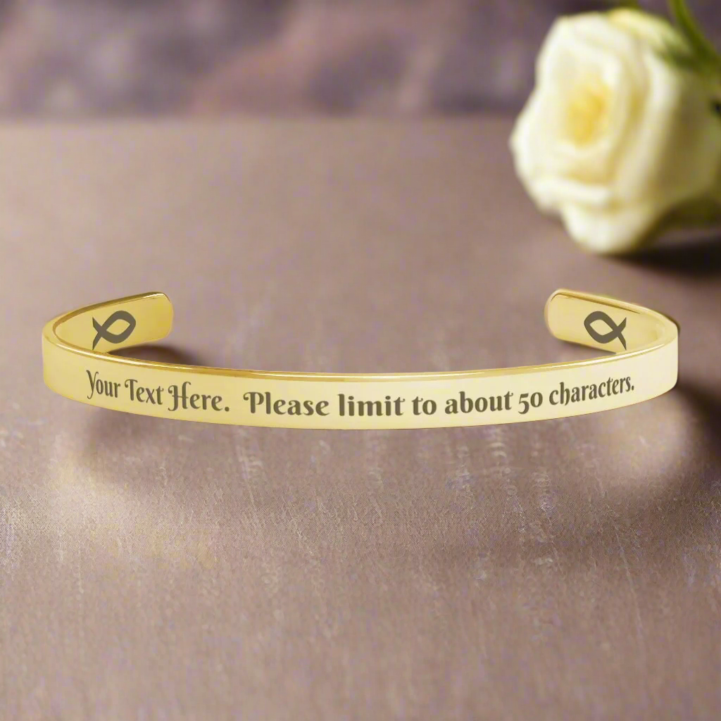 Personalized Christian Cuff Bracelet.   Add your own inspirational message or quote!