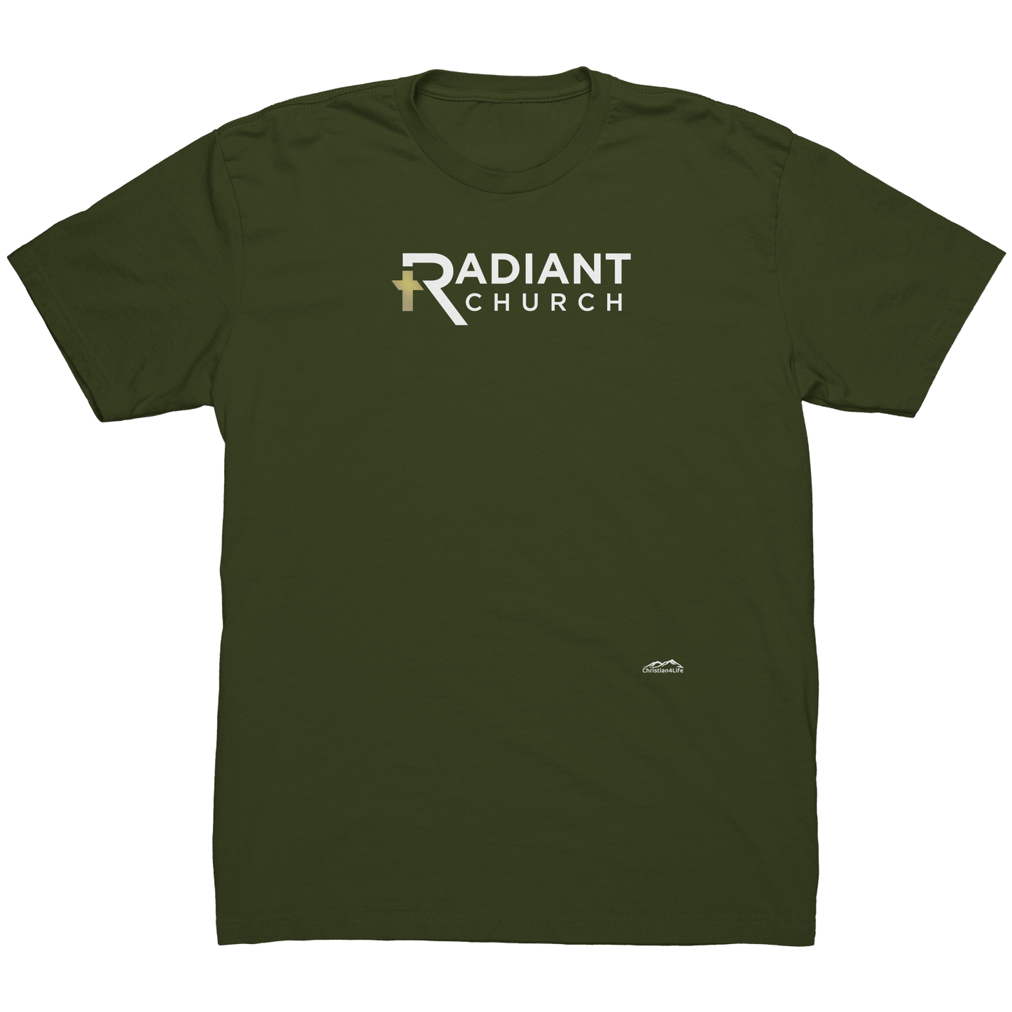 Radian_Church_NL_3600_T-shirt_gold_cros_Military_Green_Mockup.png_15721711