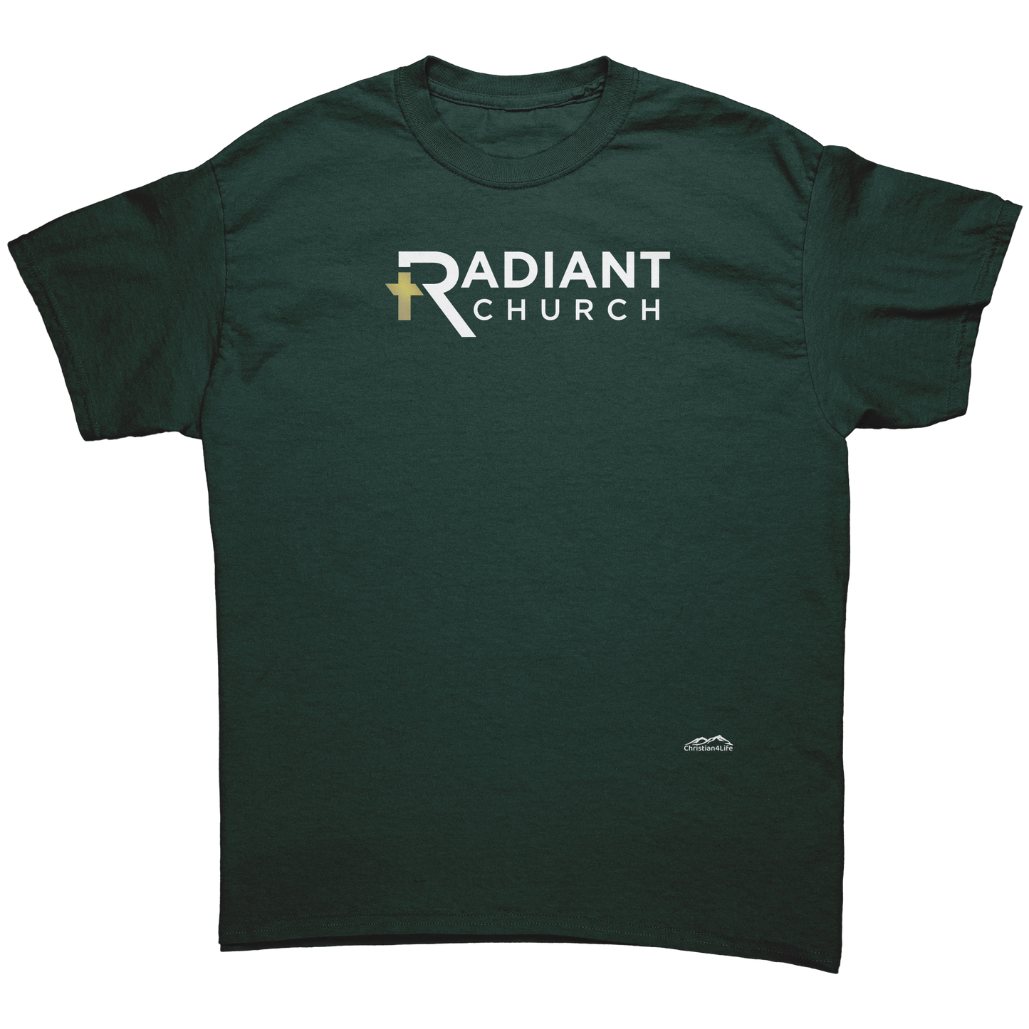Radiant_Church_T-shirt_-_Gildan_5000_Un_Forest_Green_Mockup.png_15721186