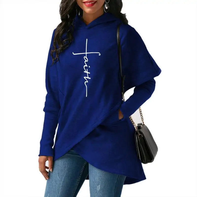 Unique Womenโs Faith Christian Hoodie - Blue / S - Hoodie