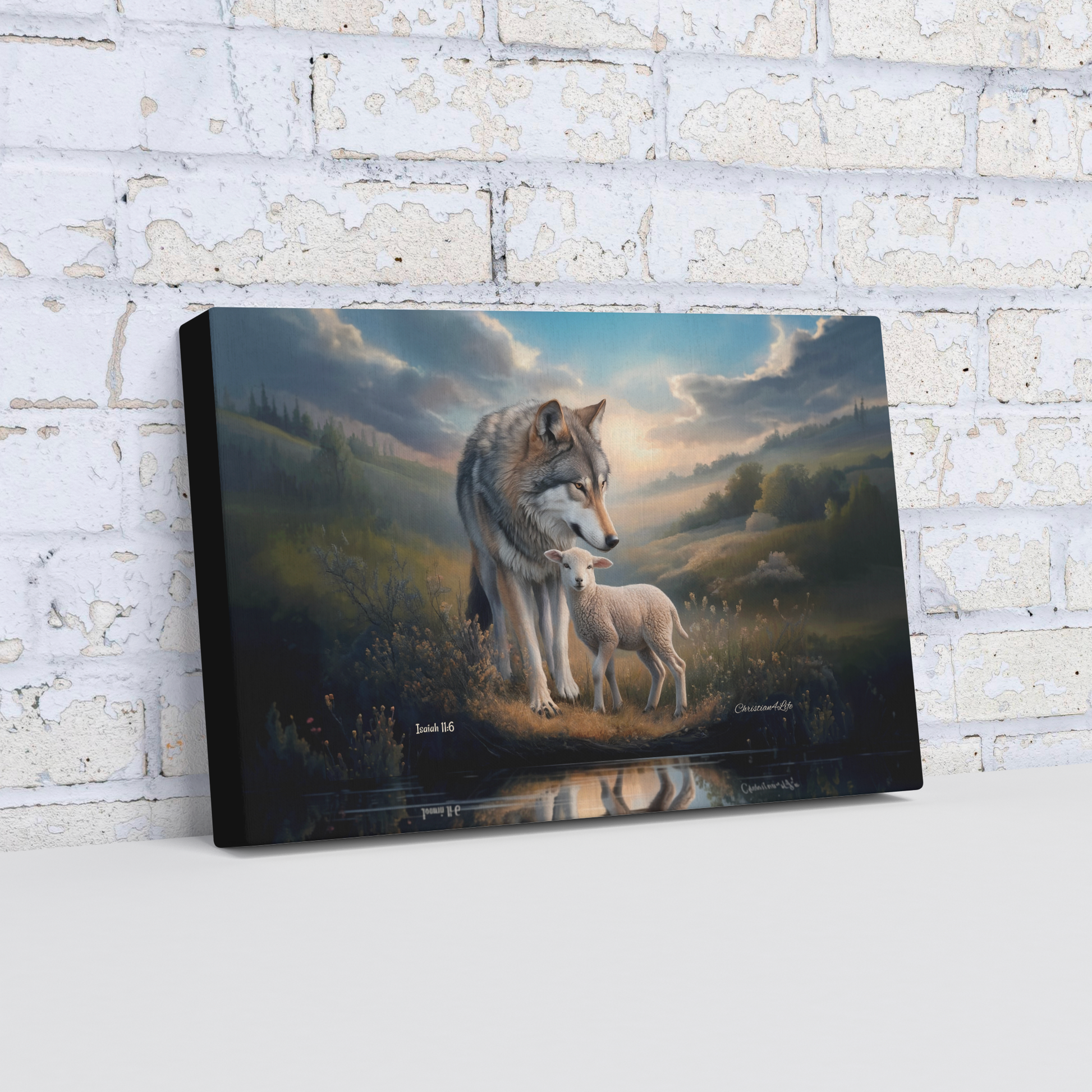 Wolf_and_Lamb_Reflection_Christian_Wall_H_Angle_Wall_Mockup.png