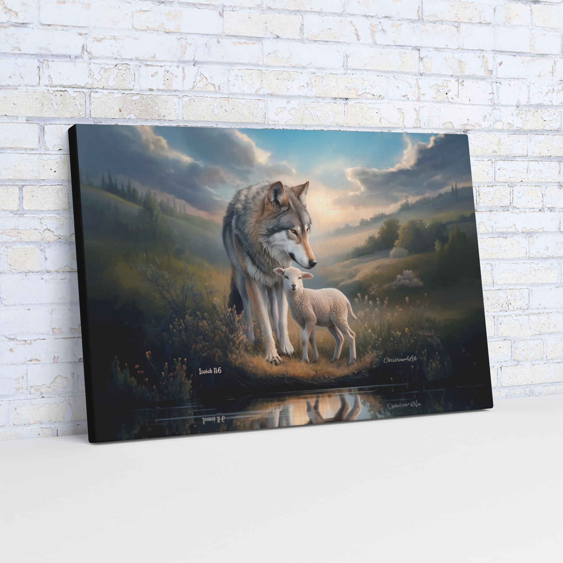 Wolf_and_Lamb_Reflection_Christian_Wall_H_Angle_Wall_Mockup.png