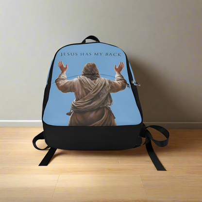 "Jesus Has My Back" Christian Backpack-Black Side Accent (Choose Green or Blue shades)