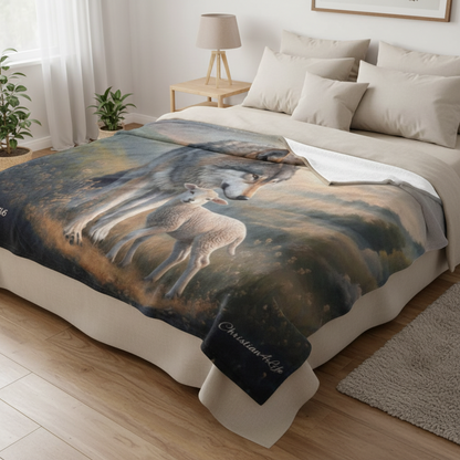 Wolf and Lamb-Isaiah 11:6 -Ultra-Soft Micro Fleece Blanket (multiple sizes)