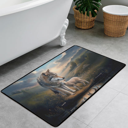 Wolf and Lamb Christian area rug / Mat 31" x 20" (choose from 3 designs) with Black Binding