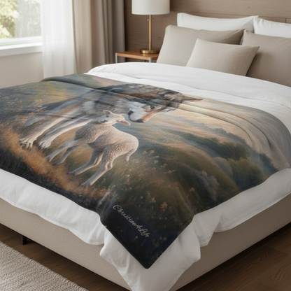 Wolf and Lamb-Isaiah 11:6 -Ultra-Soft Micro Fleece Blanket (multiple sizes)