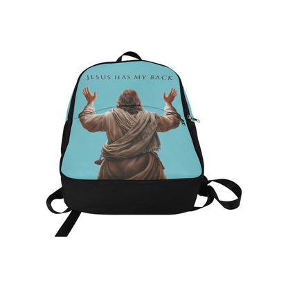 "Jesus Has My Back" Christian Backpack-Black Side Accent (Choose Green or Blue shades)