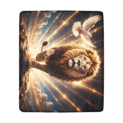 Lion of Judah, Holy Spirit, Clouds and Golden Rays -Ultra-Soft Micro Fleece Blanket (4 sizes)
