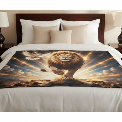 Lion of Judah, Holy Spirit, Clouds and Golden Rays -Ultra-Soft Micro Fleece Blanket (4 sizes)