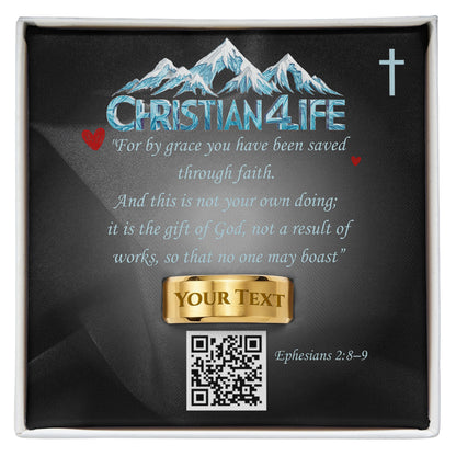 REDEEMED BY GRACE - Christian Men's Ring