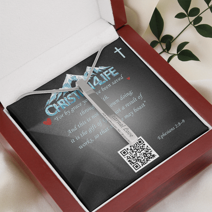 4 Sided Stick Christian Necklace - Engraved (REDEEMED BY GRACE, CALLED BY NAME +2)