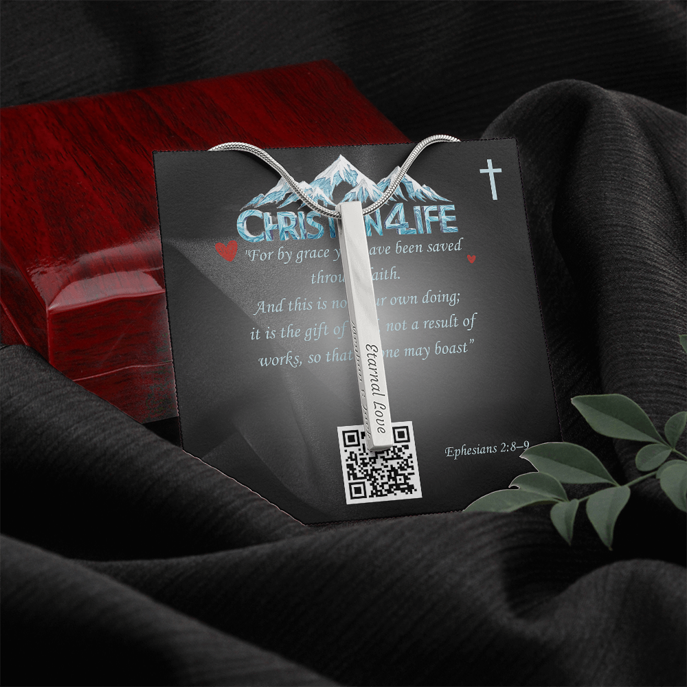 4 Sided Stick Christian Necklace - Engraved (REDEEMED BY GRACE, CALLED BY NAME +2)