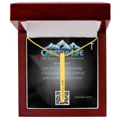 4 Sided Stick Christian Necklace - Engraved (REDEEMED BY GRACE, CALLED BY NAME +2)