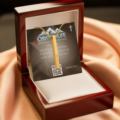 4 Sided Stick Christian Necklace - Engraved (REDEEMED BY GRACE, CALLED BY NAME +2)