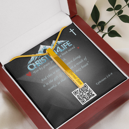 4 Sided Stick Christian Necklace - Engraved (REDEEMED BY GRACE, CALLED BY NAME +2)