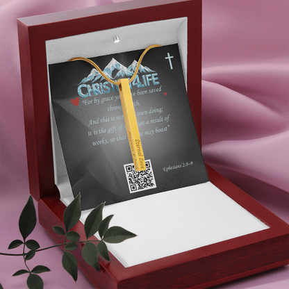 4 Sided Stick Christian Necklace - Engraved (REDEEMED BY GRACE, CALLED BY NAME +2)