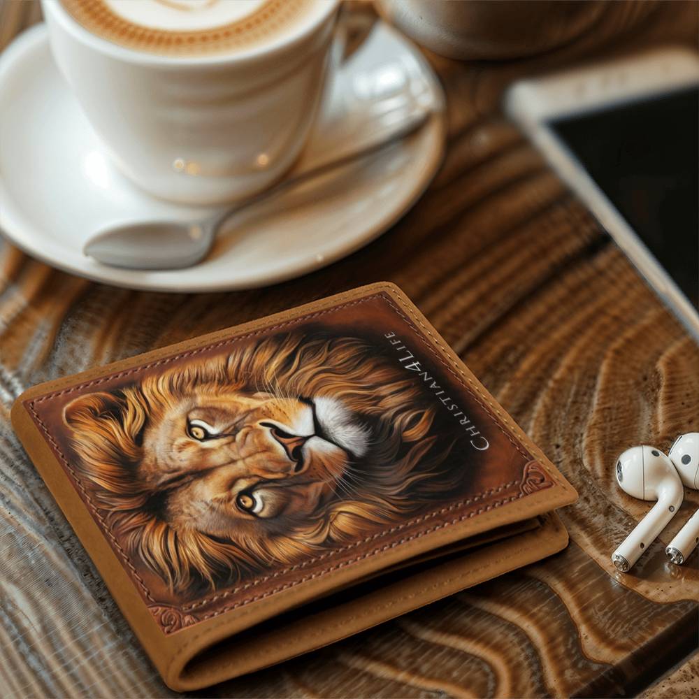 Lion and Cross Christian4Life Graphic Leather Wallet