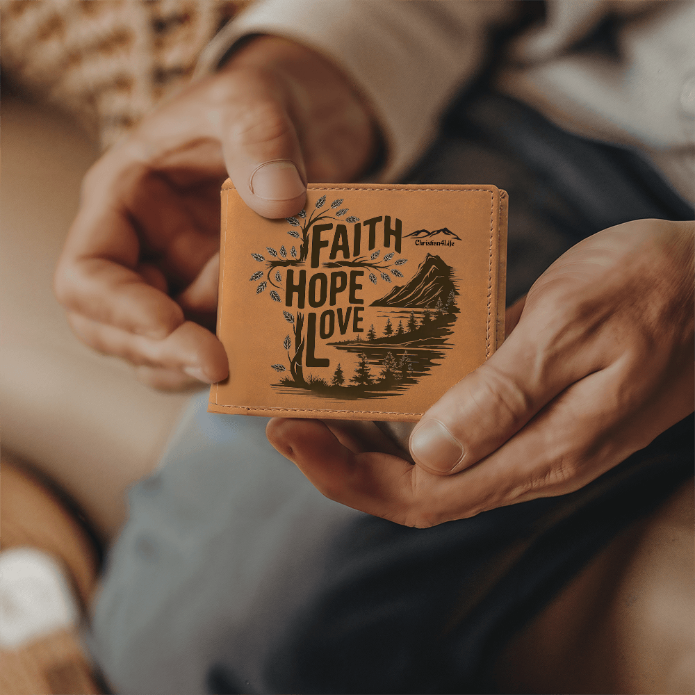 Faith, Hope, Love Christian Graphic Leather Wallet