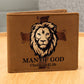 "Man of God" Lion and Cross collection Christian Graphic Leather Wallet - Christian gift