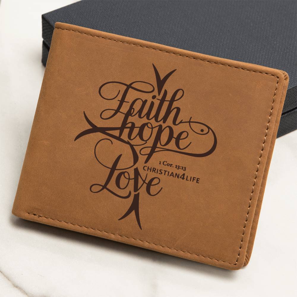 Christian "Faith, Hope, Love" Leather Wallet