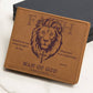 "Man of God" Graphic Leather Wallet, Christian wallet, Lion and Cross Christian gift