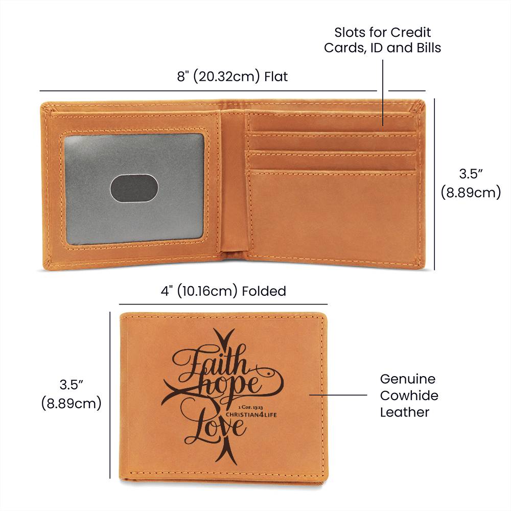 Christian "Faith, Hope, Love" Leather Wallet