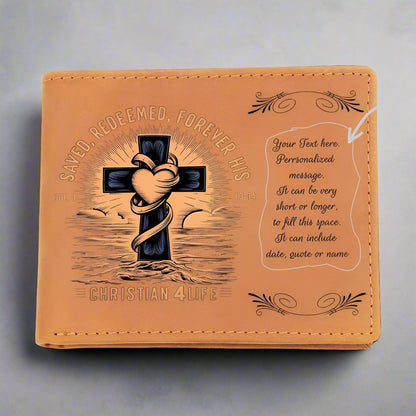 Personalized "Saved, Redeemed, Forever His" Christian Wallet