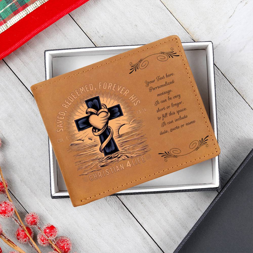 Personalized "Saved, Redeemed, Forever His" Christian Wallet