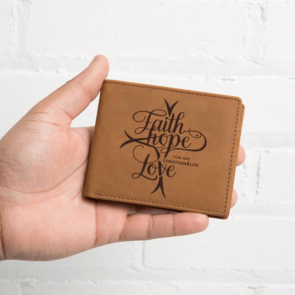 Christian "Faith, Hope, Love" Leather Wallet