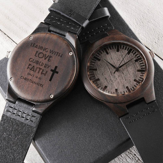 Leading with Love Engraved Wooden Watch