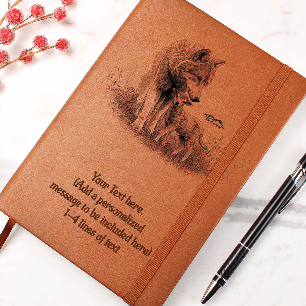 Wolf and Lamb - Personalized Graphic Vegan Leather Journal